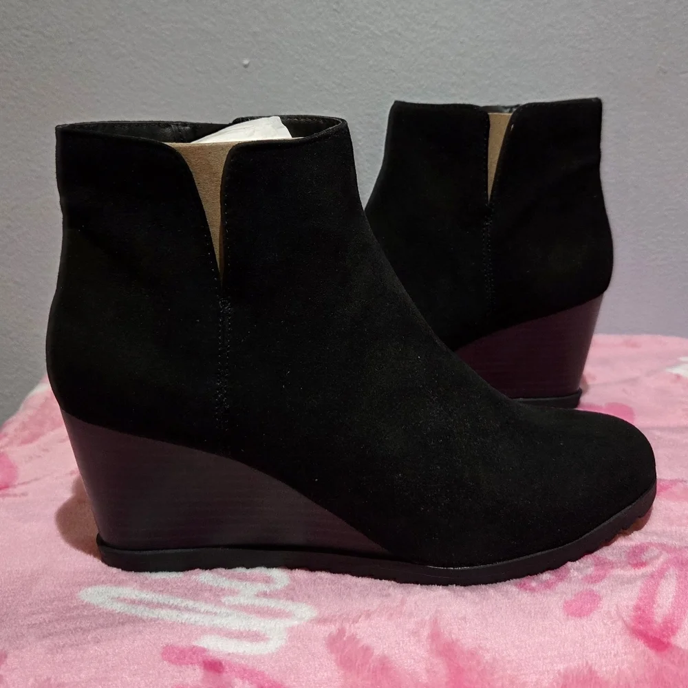 Women's Style&Co Black Haidynn Wedge Booties, Size 9M - Picture 6 of 7